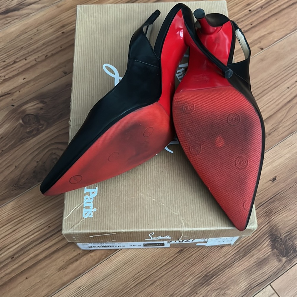 Christian Louboutin Black Pointed Slingback Pumps - Picture 3 of 7
